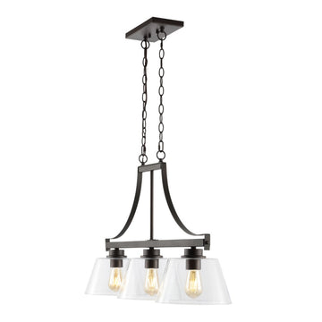 Jayden 36" Industrial Farmhouse Iron/Glass Linear LED Pendant - JONATHAN Y